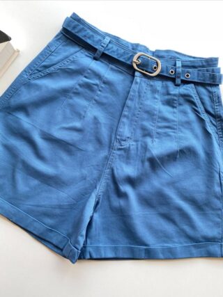 fernandaramosstore com br Short Feminino Juliana com Pregas e Bolsos Azul 1