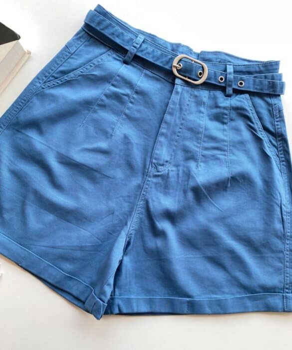 fernandaramosstore com br Short Feminino Juliana com Pregas e Bolsos Azul 1