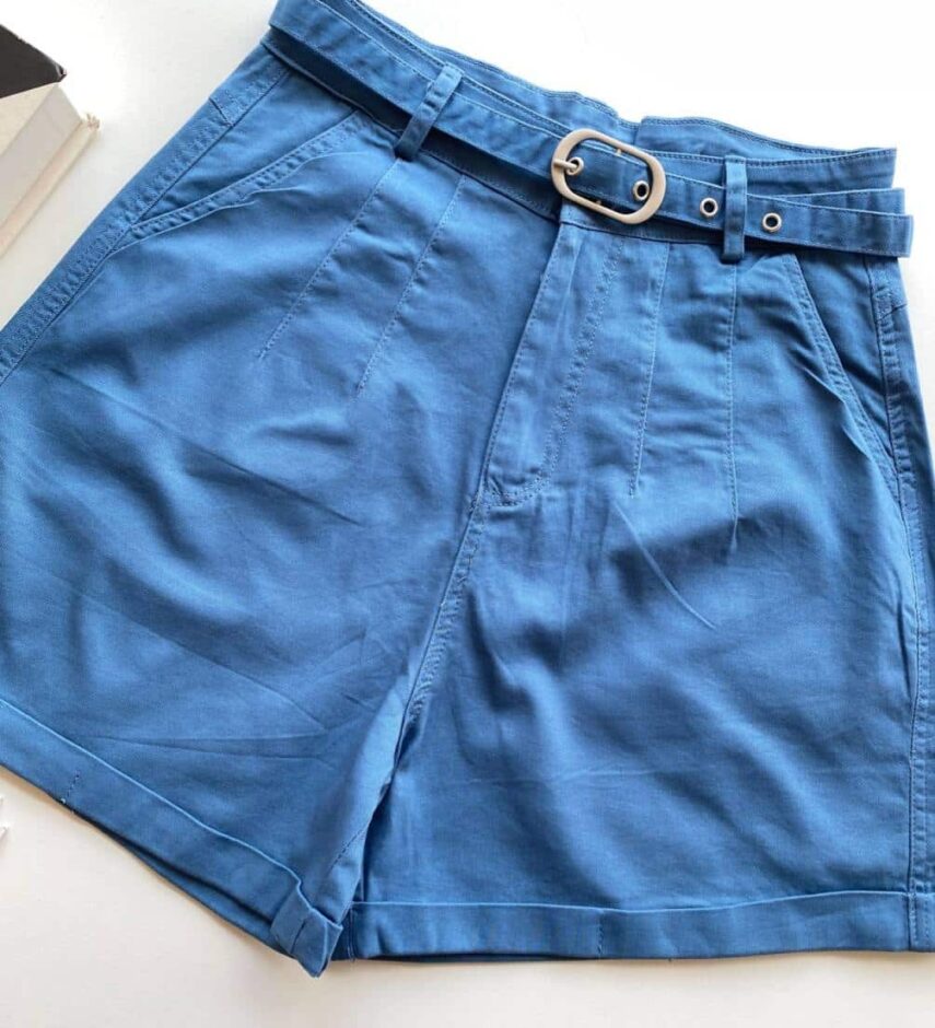 fernandaramosstore com br Short Feminino Juliana com Pregas e Bolsos Azul 1