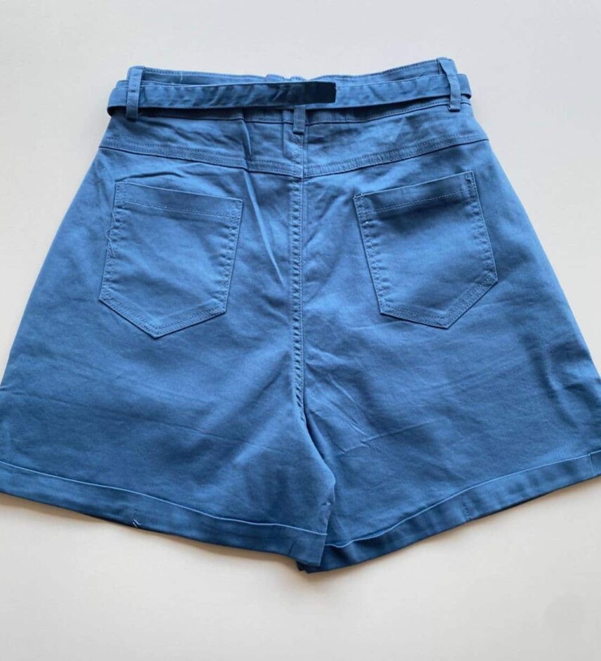 fernandaramosstore com br Short Feminino Juliana com Pregas e Bolsos Azul 2