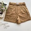 Short Feminino Juliana com Pregas e Bolsos Bege Fernanda Ramos Store