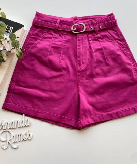 fernandaramosstore_com_br- Short Feminino Juliana com Pregas e Bolsos Pink Fernanda Ramos Store