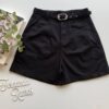 Short Feminino Juliana com Pregas e Bolsos Preto Fernanda Ramos Store