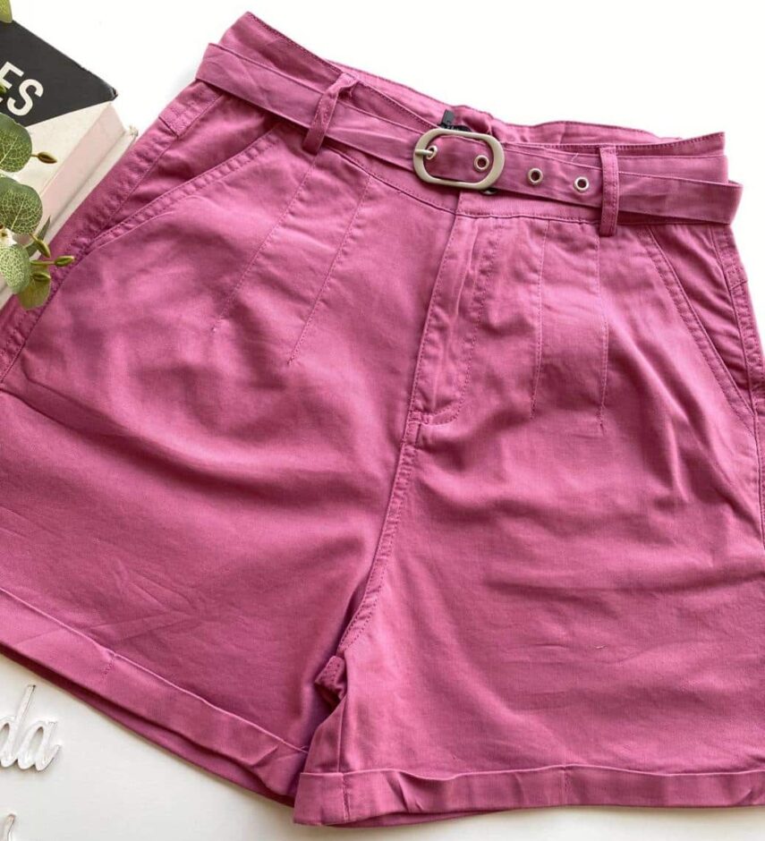 fernandaramosstore com br Short Feminino Juliana com Pregas e Bolsos Rose 1