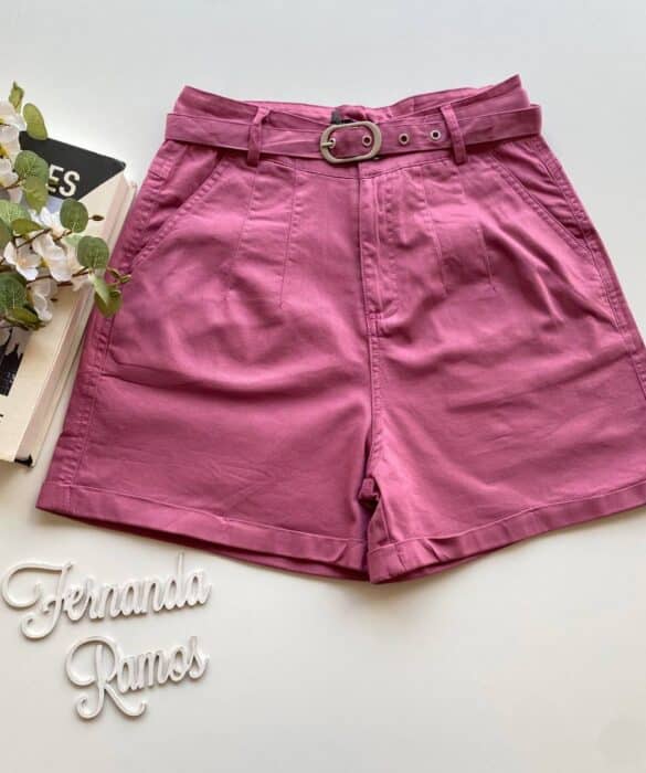 Short Feminino Juliana com Pregas e Bolsos Rose Fernanda Ramos Kids