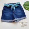 Short Jeans Feminino Cintura Alta com Cinto Estampado Fernanda Ramos Store