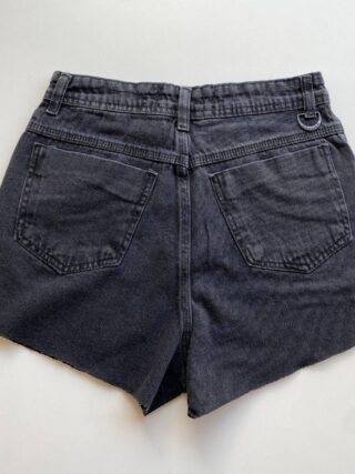 Short Jeans Feminino Cintura Alta Preto com Aplicações - Fernanda Ramos Store