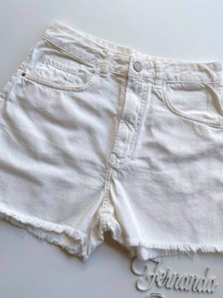 Short Jeans Feminino Cintura Alta Sarja Off White 093959 - Fernanda Ramos Store