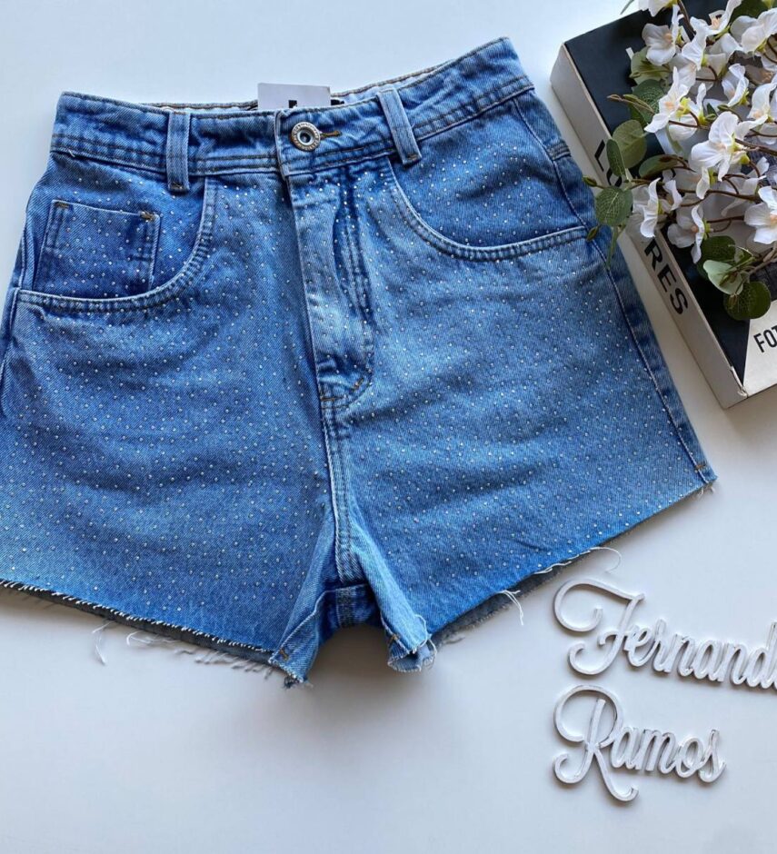 Short Jeans Feminino com Aplicações 1090 - Fernanda Ramos Store