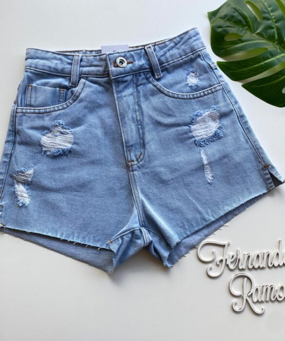 Short Jeans Feminino Lavagem Clara 977 Fernanda Ramos Store