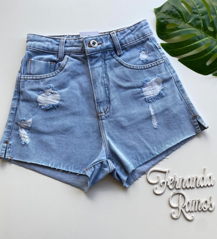 Short Jeans Feminino Lavagem Clara 977 Fernanda Ramos Store