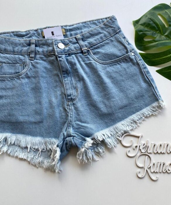 Short Jeans Feminino Lavagem Clara Curto 53365 Fernanda Ramos Store