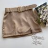 Short Saia Feminino Alfaiataria com Cinto Maya Bege Fernanda Ramos Store