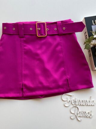 Short Saia Feminino Alfaiataria com Cinto Maya Fúcsia Fernanda Ramos Store