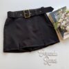 Short Saia Feminino Alfaiataria com Cinto Maya Preto Fernanda Ramos Store