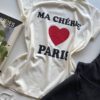 T-shirt Manga Curta Ma Chérie Paris Off White - Fernanda Ramos Store