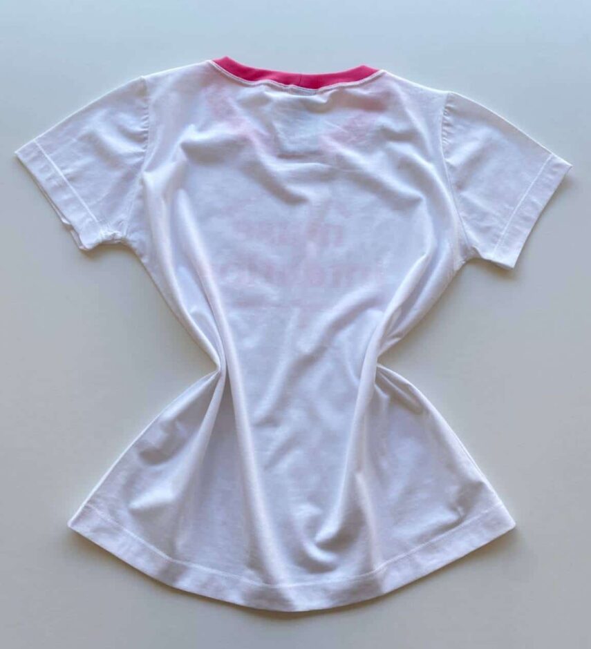 T-shirt Manga Curta Muse Intention Branca Detalhe Rosa - Fernanda Ramos Store