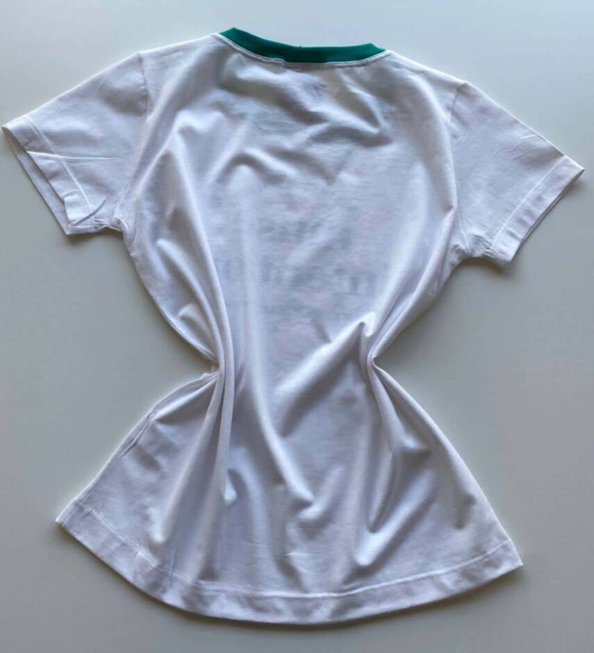 T-shirt Manga Curta Muse Intention Branca Detalhe Verde - Fernanda Ramos Store