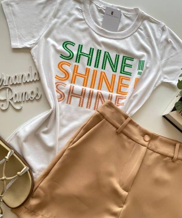 fernandaramosstore com br T shirt Manga Curta Shine Shine Shine Branca 1