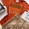 T-shirt Manga Curta Shine Shine Shine Laranja - Fernanda Ramos Store