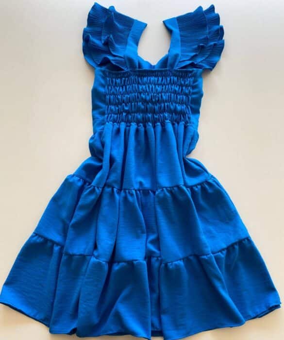 Vestido Curto com Bojo Crepe Duna Detalhe Plissado Azul - Fernanda Ramos Store