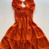 Vestido Curto com Bojo Crepe Duna Detalhe Plissado Laranja - Fernanda Ramos Store