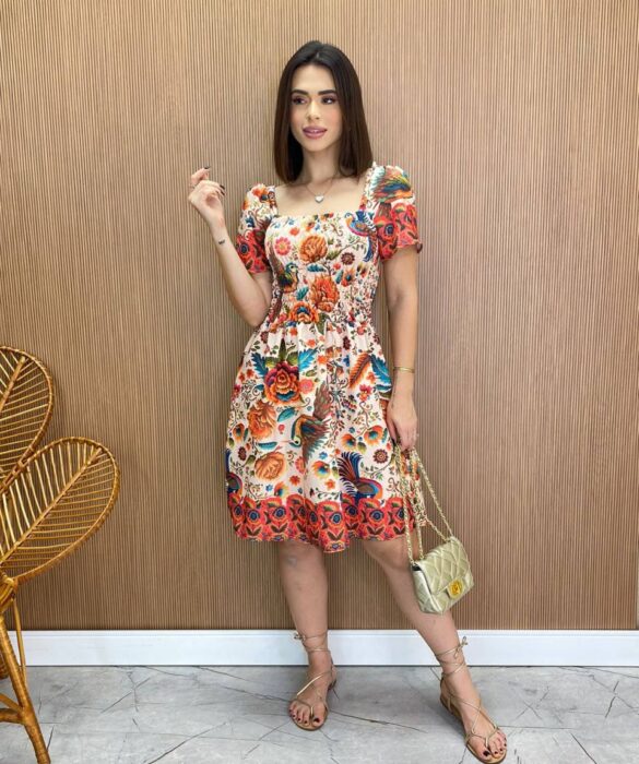 Vestido Curto sem Bojo Liz com Lastex Estampa Floral - Fernanda Ramos Store