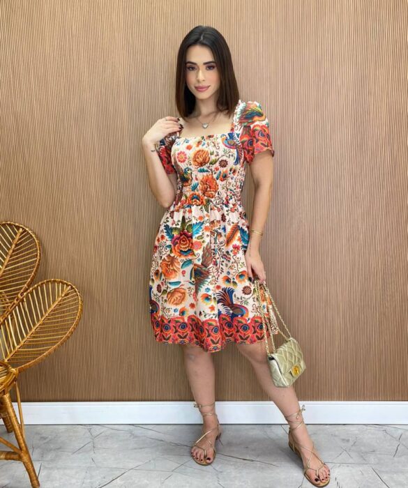 Vestido Curto sem Bojo Liz com Lastex Estampa Floral - Fernanda Ramos Store