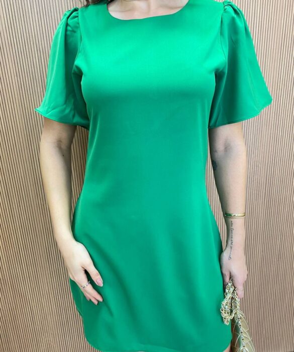 Vestido Feminino Curto Julia sem Bojo Manga Curta Verde - Fernanda Ramos Store