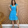 Vestido Feminino Curto Juliana com Bojo Bordado Azul - Fernanda Ramos Store