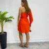 Vestido Feminino Curto sem Bojo Nula Manga com Amarração Coral - Fernanda Ramos Store