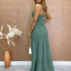 Vestido Longo com Bojo Alça Regulável Diana Poá Verde - Fernanda Ramos Store