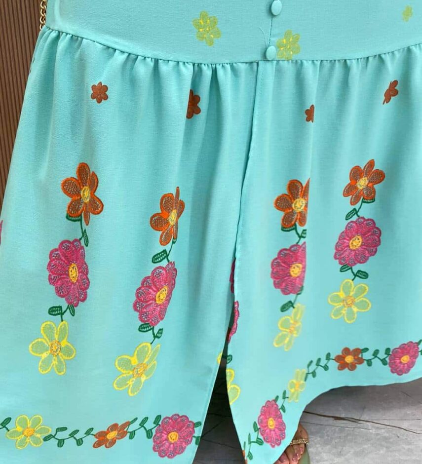Vestido Longo com Bojo Alice Alça Regulável Estampado Verde - Fernanda Ramos Store