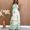 fernandaramosstore com br Vestido Longo com Bojo Camily com Amarração Estampado Verde 4