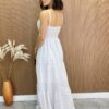 Vestido Longo com Bojo Luna Alça Regulável Bordado Branco - Fernanda Ramos Store