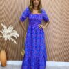 Vestido Longo sem Bojo com Lastex Sabrina Laise Azul - Fernanda Ramos Store