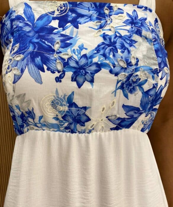 fernandaramosstore com br Vestido Longo sem Bojo Julia Amarração nas Alças Detalhe em Laise Azul 2