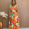 Vestido Longo sem Bojo Luiza com Lastex Estampa Floral - Fernanda Ramos Store