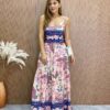 Vestido Longo sem Bojo Milena Alça Regulável Estampa Floral - Fernanda Ramos Store