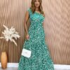 Vestido Longo sem Bojo Nina com Lastex Nula Manga Estampa Verde - Fernanda Ramos Store