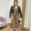 Vestido Longuete com Bojo e Botões Alça Regulável Animal Print - Fernanda Ramos Store