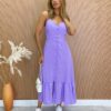 fernandaramosstore com br Vestido Longuete com Bojo e Botões Alça Regulável Poá Lilás 3