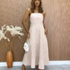 fernandaramosstore com br Vestido Longuete com Bojo Tricoline Listrado Bege 1