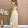 fernandaramosstore com br Vestido Longuete com Bojo Zoe com Botões Bege 2