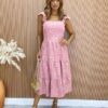 fernandaramosstore com br Vestido Midi com Bojo Mariah Tricoline Bordado Rose 1