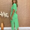 fernandaramosstore com br Vestido Midi sem Bojo com Amarração de Malha Listrado Verde 2