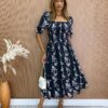 fernandaramosstore com br Vestido Midi sem Bojo Laura com Lastex Estampa Floral Preto 3