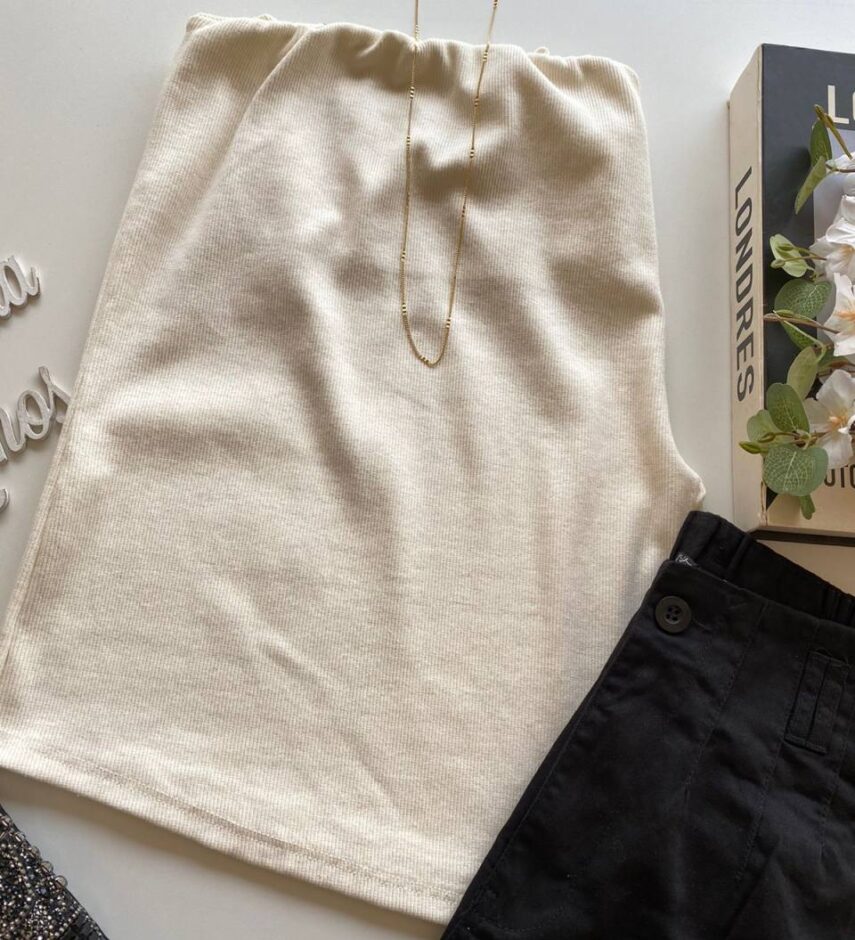 Blusa Feminina Canelada Tomara que Caia Off White - Fernanda Ramos Store