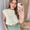 Blusa Feminina Melissa Creme com Detalhe - Fernanda Ramos Store