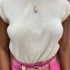 Blusa Feminina Melissa Creme com Detalhe - Fernanda Ramos Store